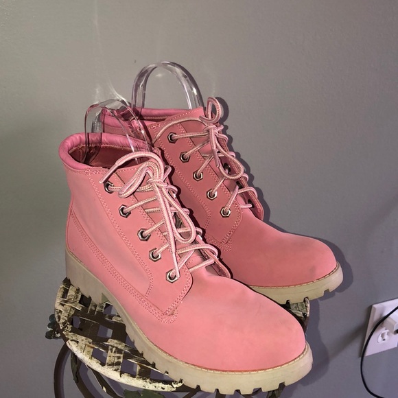 White Mountain Shoes - Bubblegum Pink Lace Up Mountain Boots Size 11